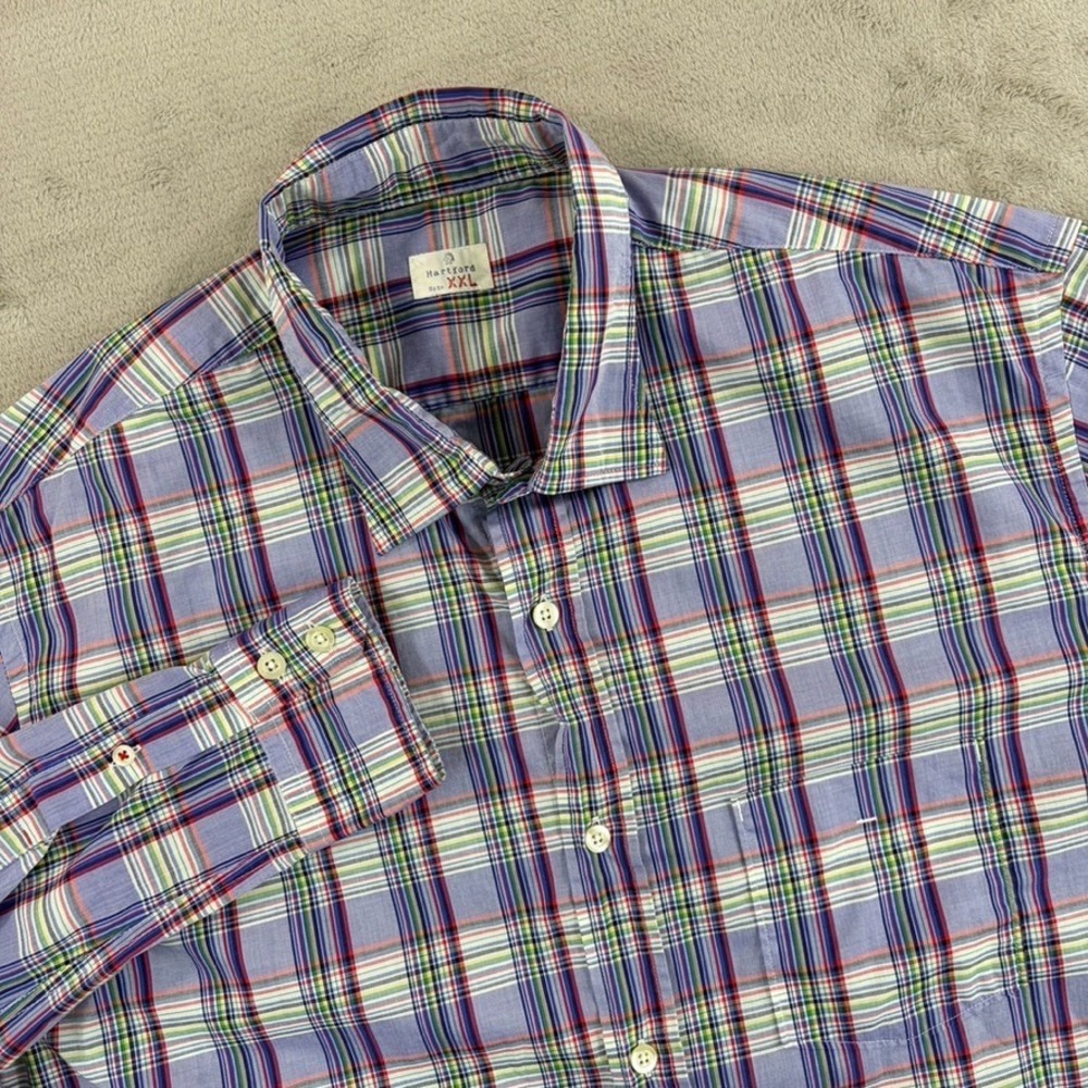Hartford Pocket Shirt in Multi Plaid Men 2XL Long Sleeve Preppy Work Office $225
